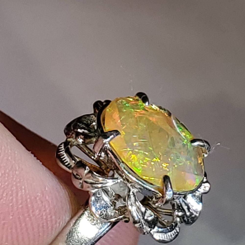 Ethiopian Faceted Opal Ring